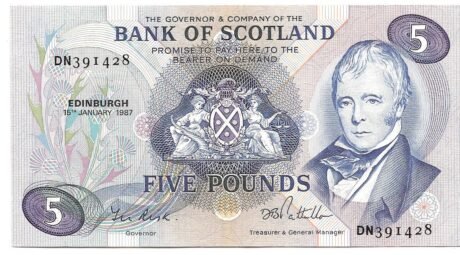 Аверс банкноты 5 funtów „Royal Bank of Scotland” (Wielka Brytania) 1970