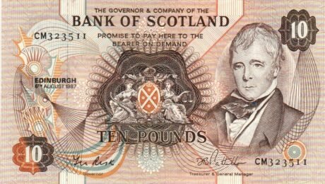 Аверс банкноты 10 funtów Royal Bank of Scotland (Wielka Brytania) 1974