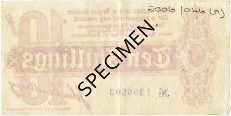 Реверс банкноты 10 шиллингов (Великобритания) 1914 года