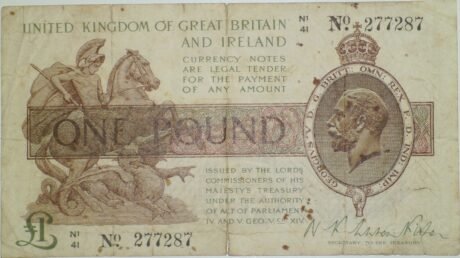 Аверс банкноты 1 фунт (Великобритания) 1917 года