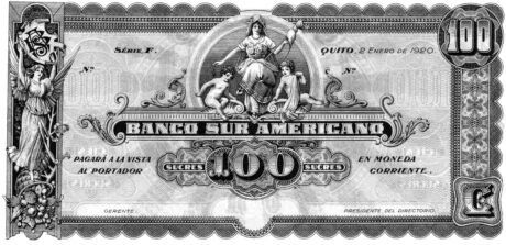 Аверс банкноты 100 сукре (Эквадор) 1920 года