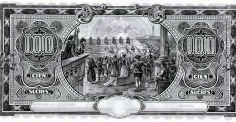 Реверс банкноты 100 сукре (Эквадор) 1920 года