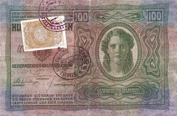 Аверс банкноты 100 крон (Югославия) 1919 года