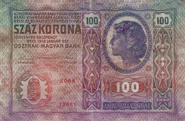 Реверс банкноты 100 крон (Югославия) 1919 года