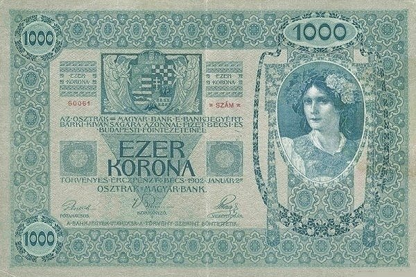 Реверс банкноты 1000 крон (Югославия) 1919 года