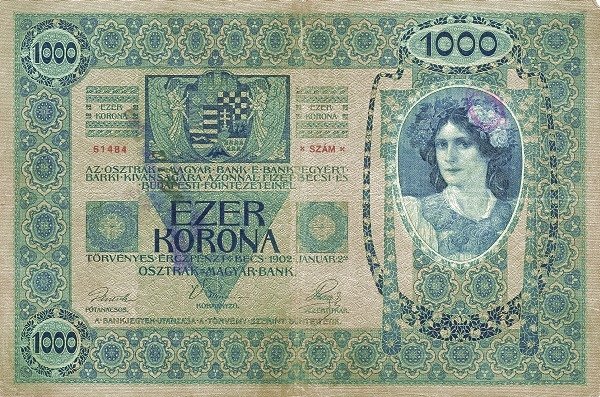 Реверс банкноты 1000 крон (Югославия) 1919 года