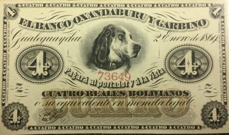 Аверс банкноты 4 реала (Аргентина) 1869 года