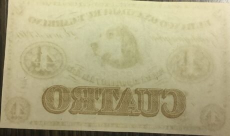 Реверс банкноты 4 реала (Аргентина) 1869 года