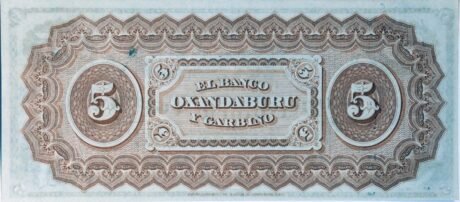 Реверс банкноты 5 песо (Аргентина) 1869 года