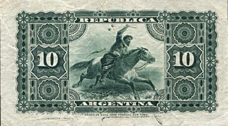 Реверс банкноты 10 сентаво (Аргентина) 1884 года