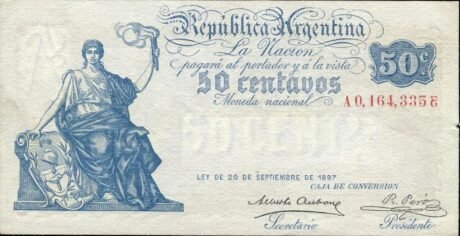Аверс банкноты 50 сентаво large size (Аргентина) 1900 года