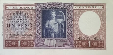 Аверс банкноты 1 peso (Argentyna) 1956