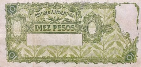 Реверс банкноты 10 песо (Аргентина) 1908 года