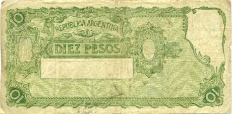 Реверс банкноты 10 песо (Аргентина) 1936 года