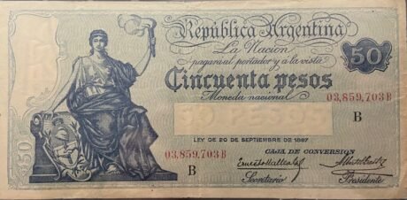 Аверс банкноты 50 песо (Аргентина) 1908 года