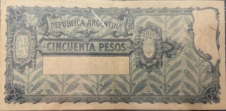 Реверс банкноты 50 песо (Аргентина) 1908 года