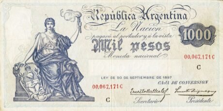Аверс банкноты 1000 песо (Аргентина) 1910 года