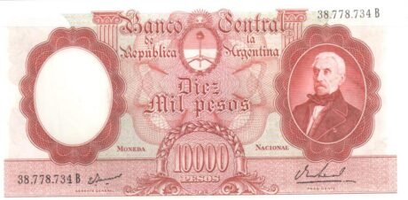 Аверс банкноты 10 000 песо (Аргентина) 1961 года