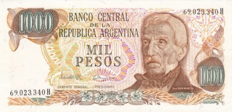 Аверс банкноты 1000 pesos (Argentyna) 1976