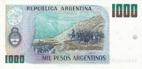 Реверс банкноты 1000 песо (Аргентина) 1983 года