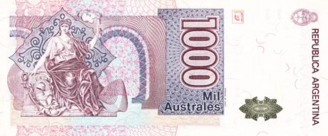 Реверс банкноты 1000 аустралей (Аргентина) 1988 года