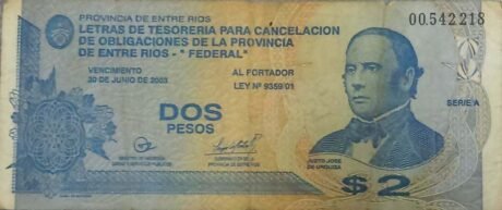 Аверс банкноты 2 песо (Аргентина) 2001 года