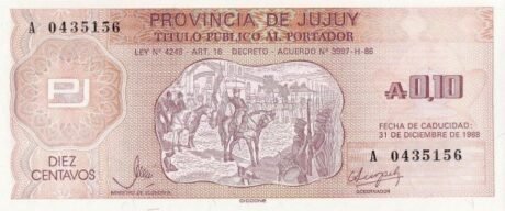 Аверс банкноты 10 сентаво (Аргентина) 1986 года
