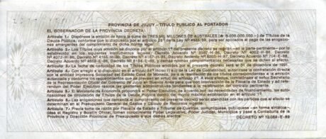 Реверс банкноты 1000 аустралей (Аргентина) 1989 года