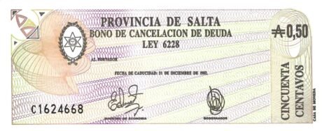 Аверс банкноты 50 сентаво (Аргентина) 1985 года