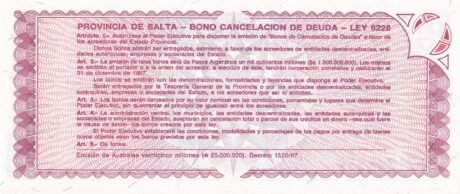 Реверс банкноты 1 australia (Argentyna) 1986