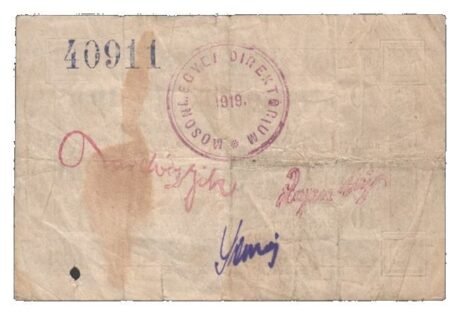 Реверс банкноты 10 koron Mosonvármegye (Węgry) 1919