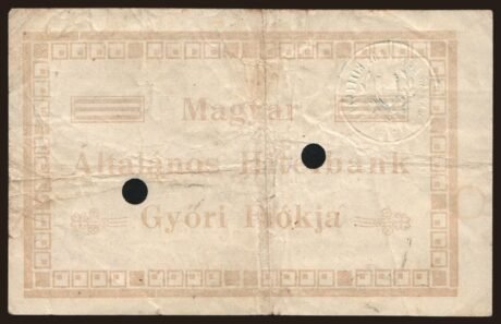 Реверс банкноты 10 koron Győr (Węgry) 1919