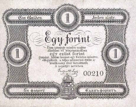 Аверс банкноты 1 форинтов Лондон (Венгрия) 1860 года