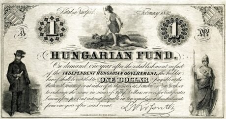 Аверс банкноты 1 dolar Nowy Jork (Węgry) 1852