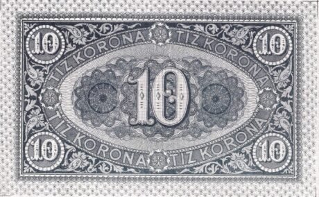 Реверс банкноты 10 крон (Венгрия) 1919 года