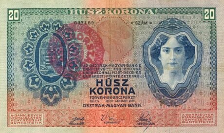 Аверс банкноты 20 крон (Венгрия) 1920 года