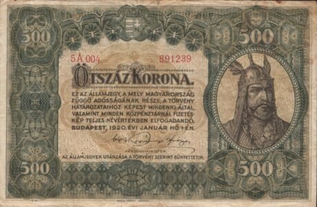 Аверс банкноты 500 крон (Венгрия) 1920 года
