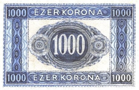 Реверс банкноты 1000 крон (Венгрия) 1919 года
