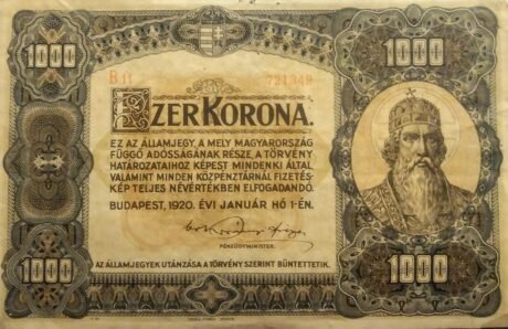 Аверс банкноты 1000 крон (Венгрия) 1920 года