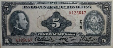 Аверс банкноты 5 лемпир (Гондурас) 1968 года
