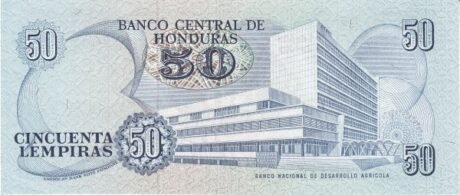 Реверс банкноты 50 лемпир (Гондурас) 1976 года
