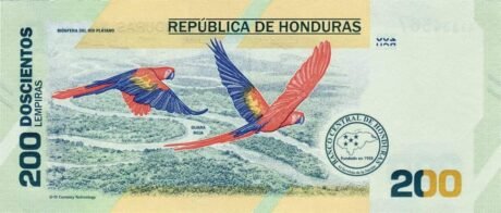 Реверс банкноты 200 lempirów Niepodległość (Honduras) 2021