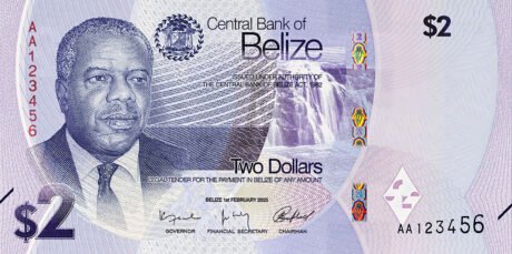 Повідомляється, що нова дводоларова купюра Беліза (B331a) буде введена в обіг у середині 2025 року.