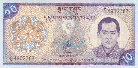 Аверс банкноты 10 ngultrum (Bhutan) 2000