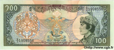 Аверс банкноты 100 ngultrum (Bhutan) 1994