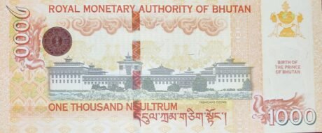 Реверс банкноты 1000 ngultrum (Bhutan) 2016