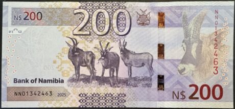 Реверс банкноты 200 долларов (Намибия) 2025 года