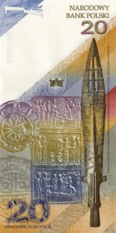 Реверс банкноты 20 злотых 